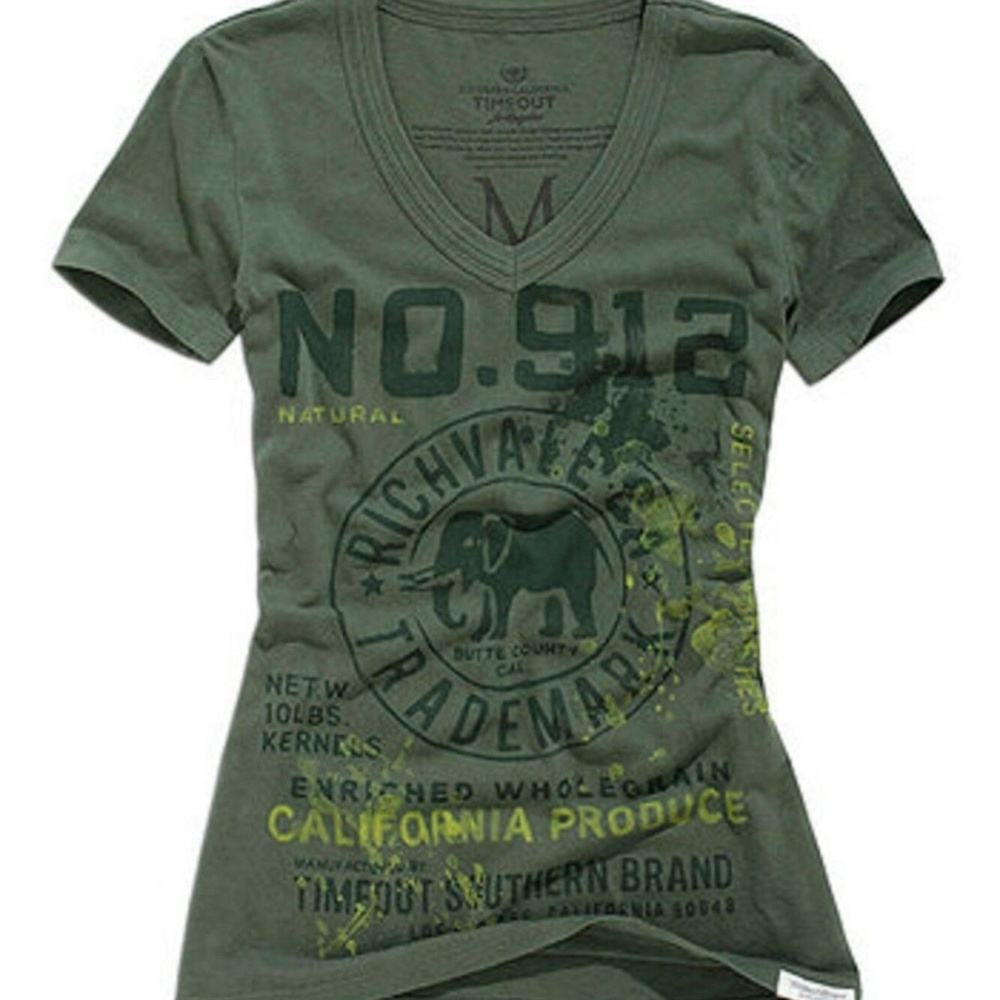 Timeout Los Angeles California Olive Green Top